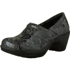 Nurse Mates Women's Bryar Black Gray Paisley Patent sz 8.5